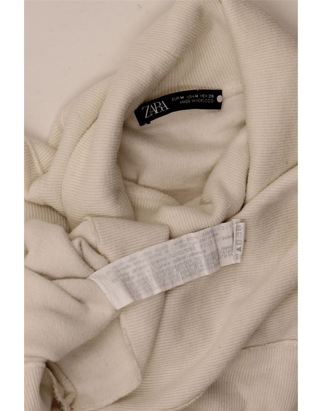 Zara Womens Oversized Crop Top Langærmet UK 14 Medium White Bomuld