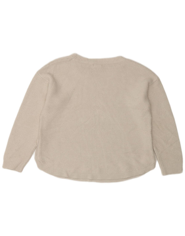 Fat Face Dame Boat Neck Jumper Sweater UK 12 Medium White Acryl