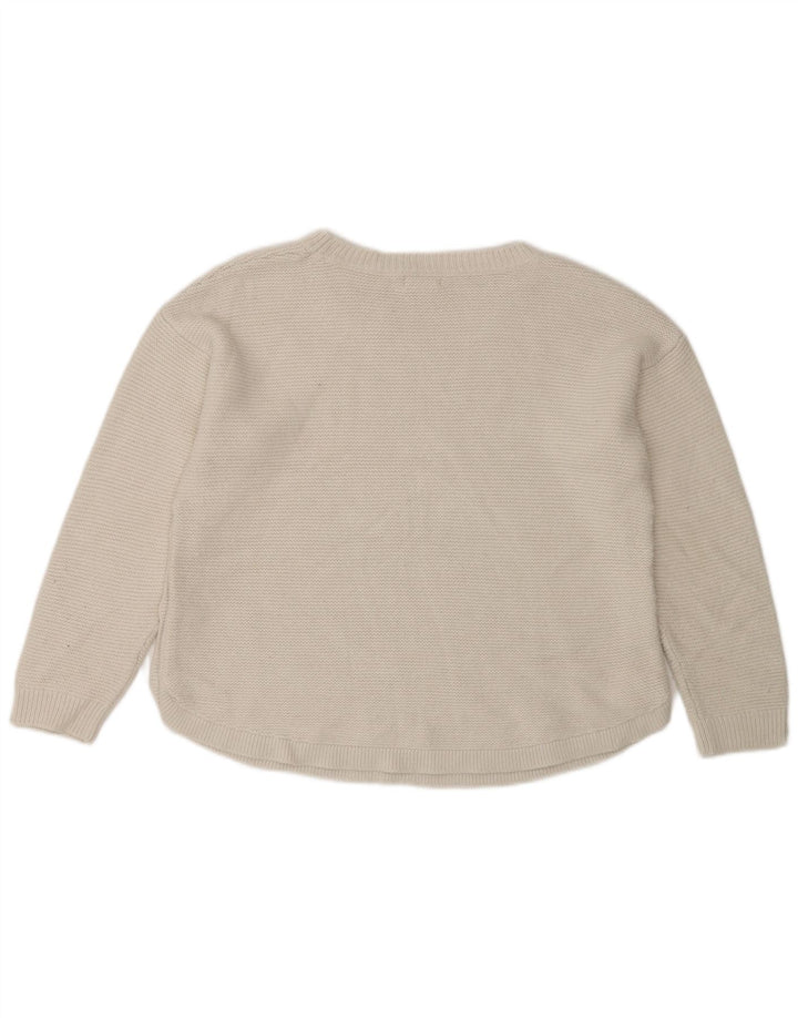 Fat Face Dame Boat Neck Jumper Sweater UK 12 Medium White Acryl