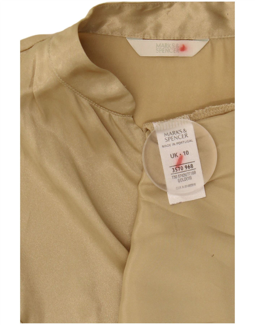 Marks & Spencer Dame ærmeløs bluse Top UK 10 Small Gold Polyester