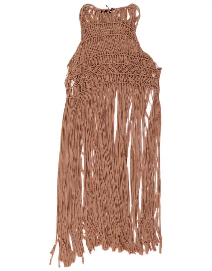 Zara hæklet strandkjole til kvinder UK 12 Medium Beige Polyester