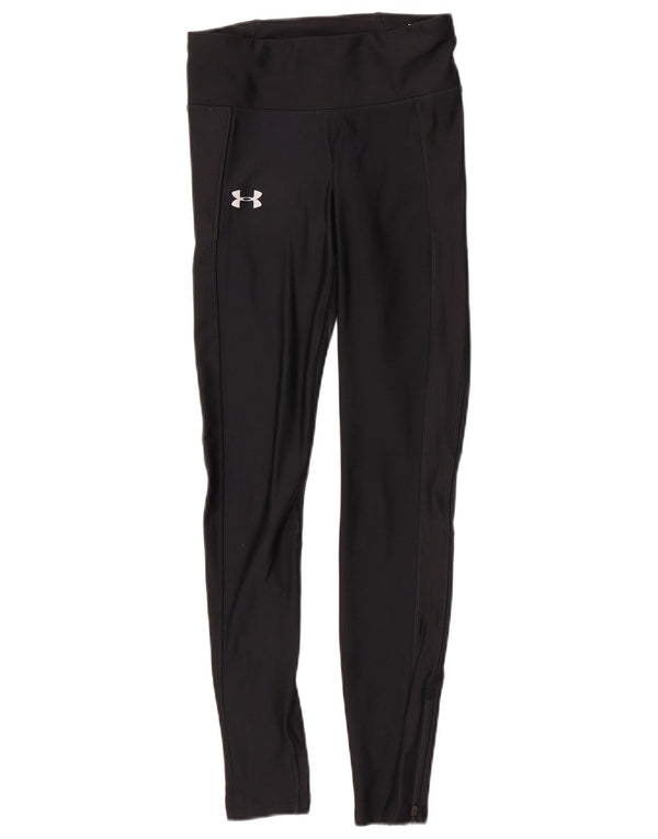 Under Armour Dame Compression Leggings UK 10 Small Black Polyester Sports