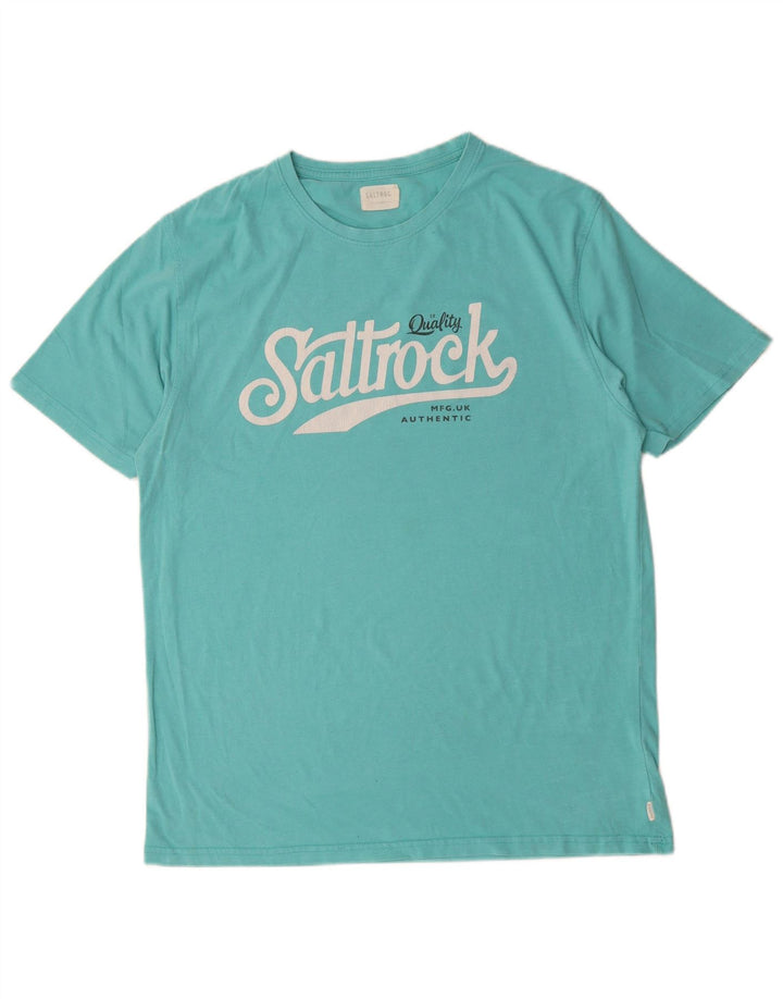 Saltrock Herre Grafisk T-Shirt Top XL Blå Bomuld