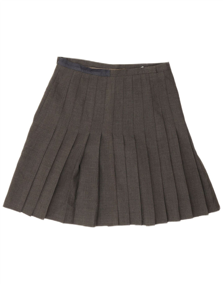 Vintage damekniv plisseret nederdel IT 44 Medium W32 Grå uld