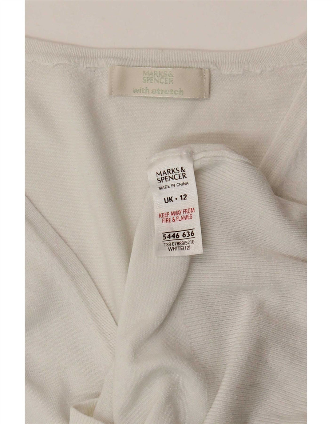 Marks & Spencer Womens Crop 3/4-ærmet cardigantrøje UK 12 Medium White
