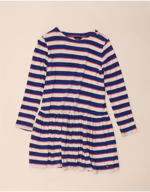 Joules langærmede A-line kjole til piger 11-12 år blå stribet bomuld