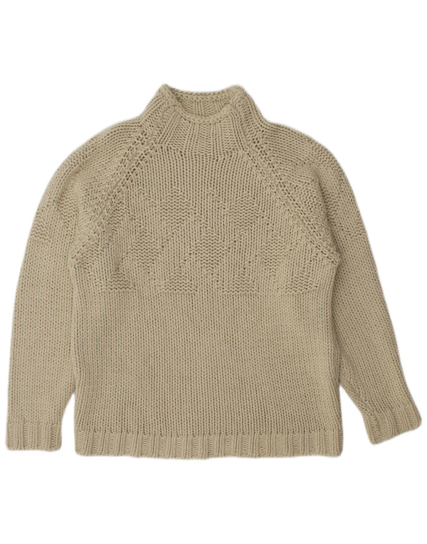 Marlboro Classics Dame Turtle Neck Jumper Sweater UK 14 Large Off White