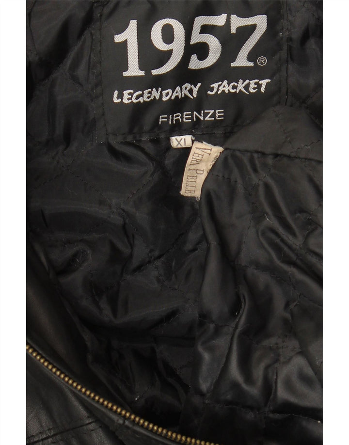 1957 LEGENDARY herre Firenze læderjakke UK 42 XL sort læder