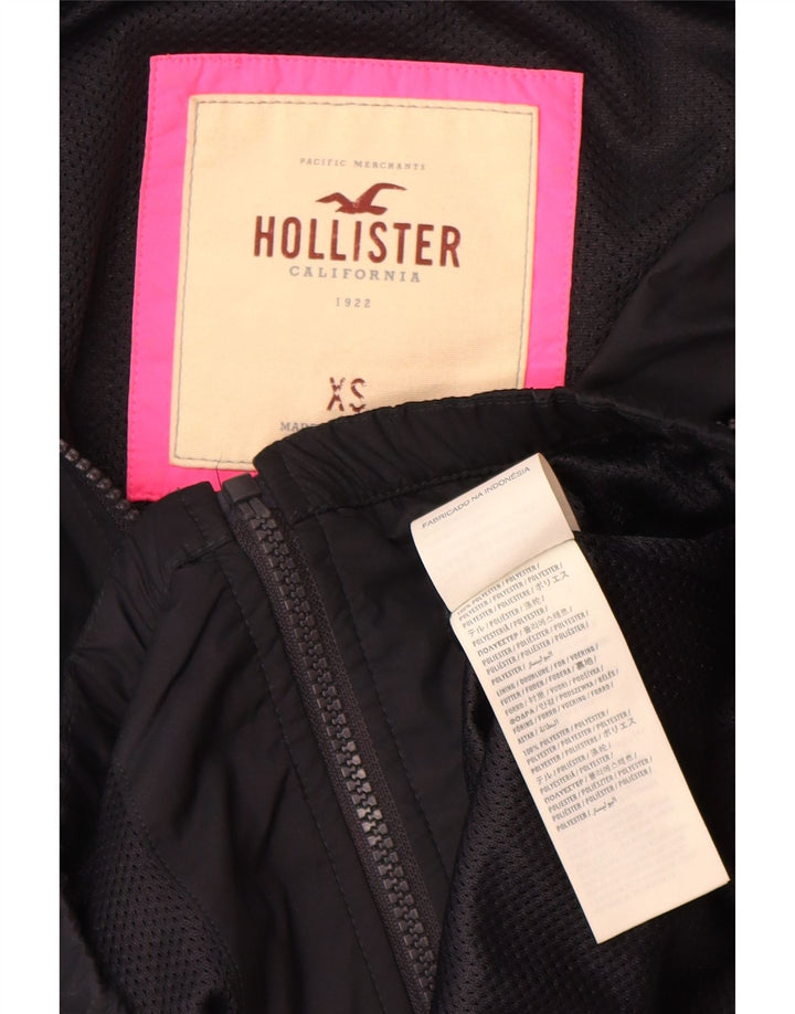 Hollister Regnjakke med hætte til kvinder UK 6 XS Sort Polyester