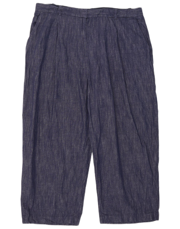 Marks & Spencer Dame Cropped Trousers UK 22 3XL W41 L25 Navy Blue