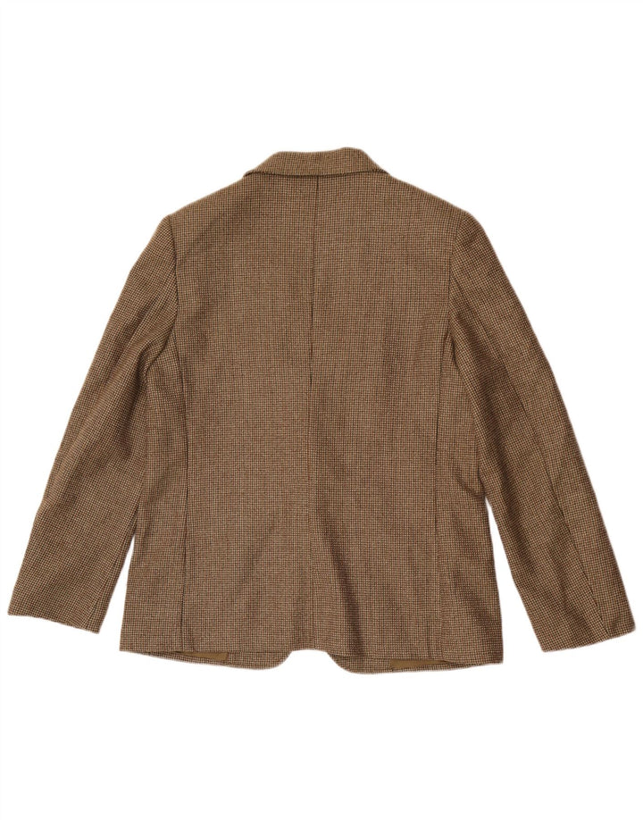 Vintage Dame 1 Knap Blazer Jakke UK 14 Stor Khaki Check