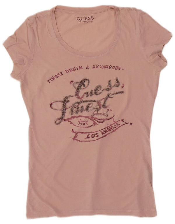 Guess Grafisk T-shirt top til kvinder UK 12 Medium Pink