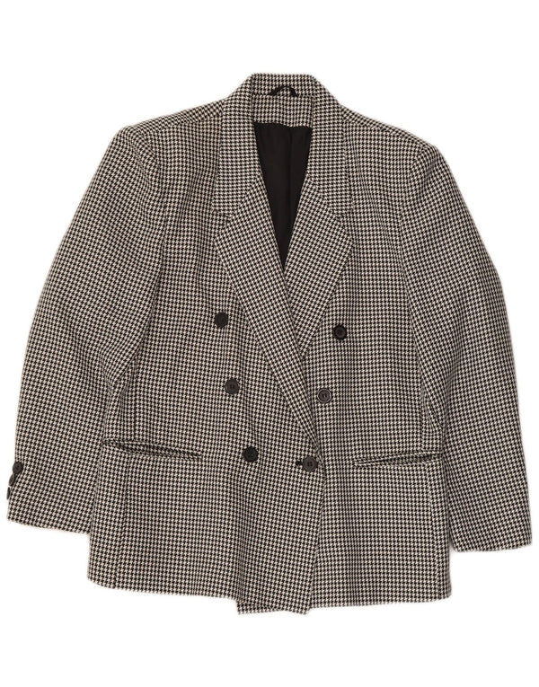 KLASSISK Dame Dobbeltradet Blazer Jacket UK 14 Large Black Houndstooth