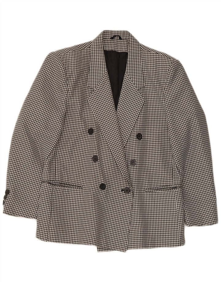 KLASSISK Dame Dobbeltradet Blazer Jacket UK 14 Large Black Houndstooth