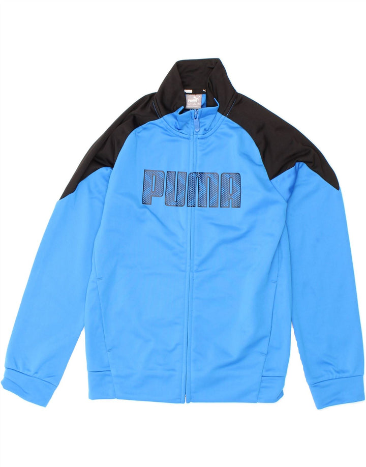 PUMA Boys Graphic Tracksuit Top Jacket 9-10 Years  Blue Colourblock Vintage Puma and Second-Hand Puma from Messina Hembry 