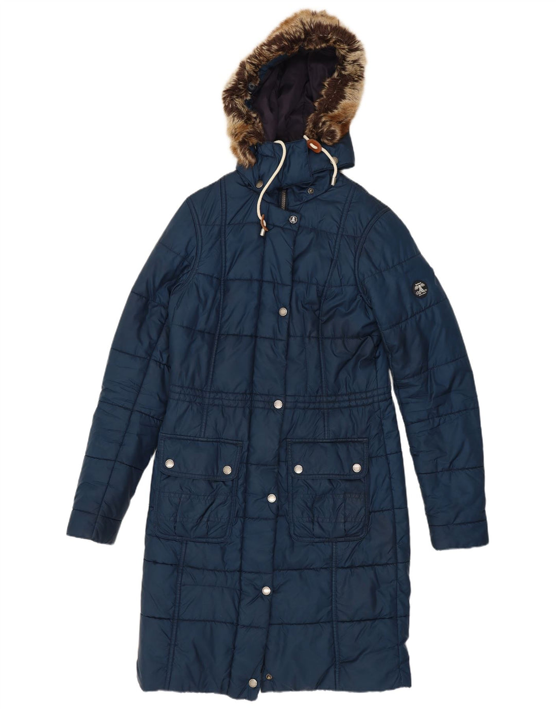 Barbour Dame Hætte Polstret Frakke UK 8 Small Navy Blue Polyester