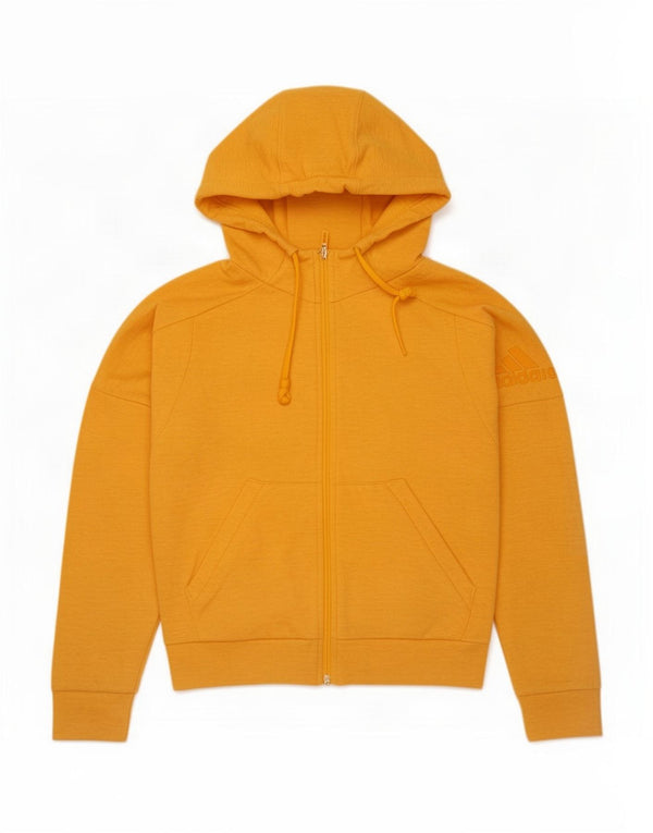 Adidas Dame Oversized Hættetrøje Sweater med lynlås UK 4/6 XS Gul Bomuld