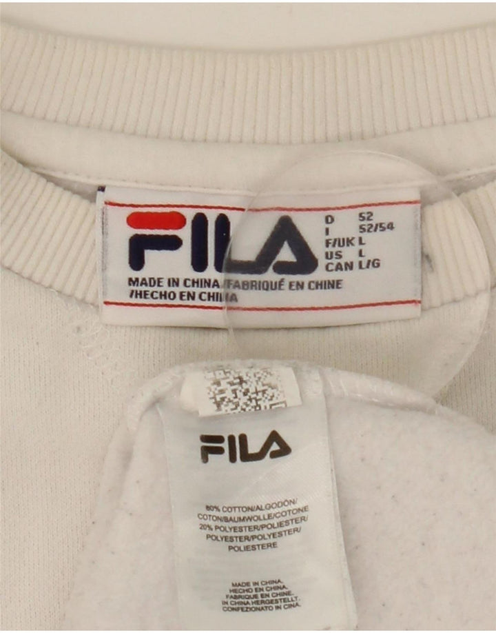 Fila Herre Grafisk Sweatshirt Jumper Stor Hvid Colourblock Bomuld