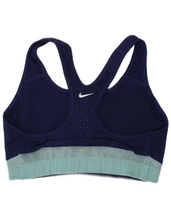 Nike Dame Dri Fit Grafisk Sport BH-vest Top Small Navy Blue Sports