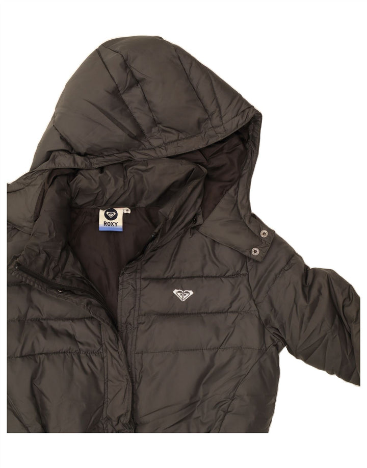 ROXY Womens Hooded Padded Coat UK 16 Large Grey Polyester Vintage Roxy and Second-Hand Roxy from Messina Hembry 