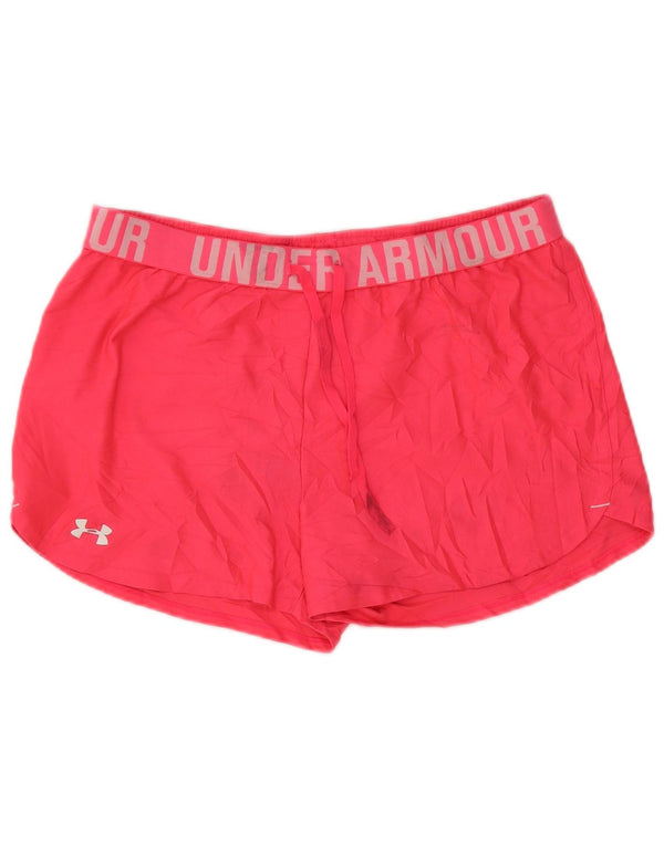 Under Armour Dame Heat Gear Graphic Sports Shorts UK 14 Large Pink