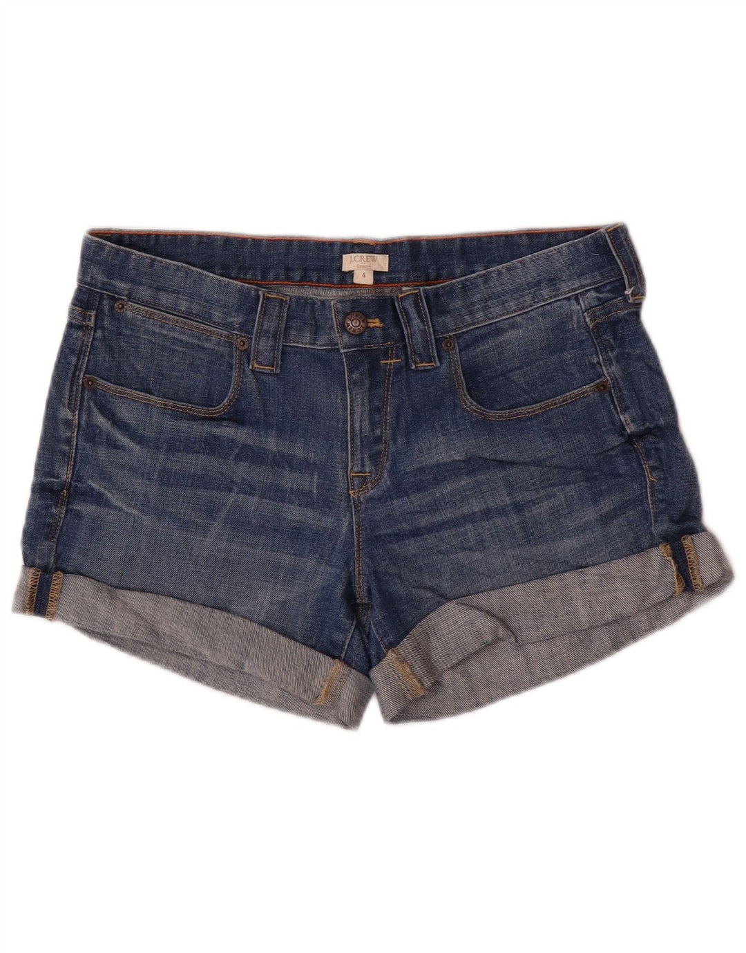 J. CREW Dame denim Shorts US 4 Small W32 Blue Cotton