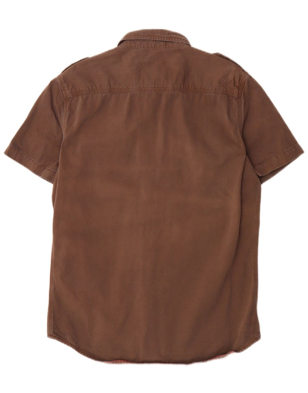 Superdry Kortærmet Militærskjorte til mænd Large Brown Cotton Army