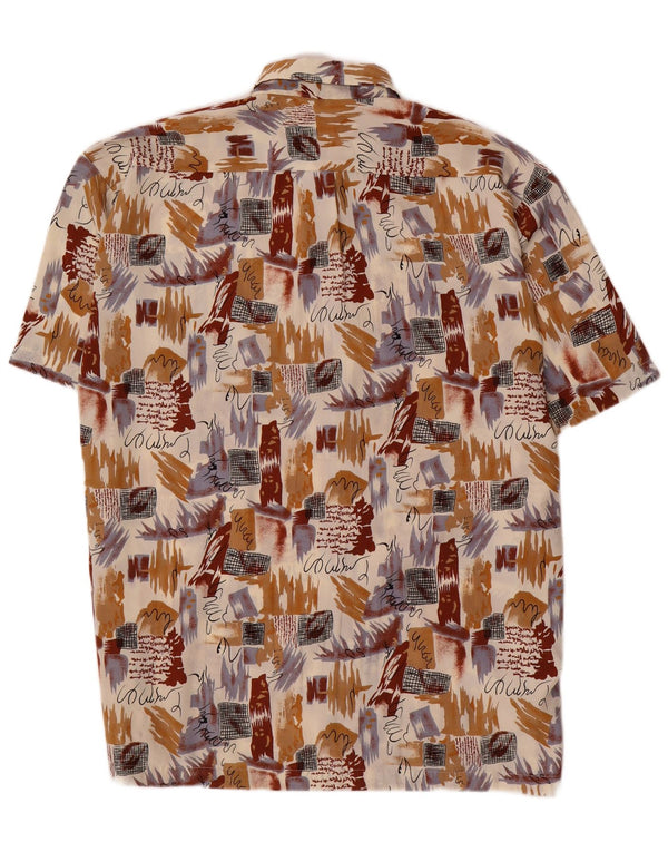 Vintage herre abstrakt mønster skjorte 2XL flerfarvet Colourblock
