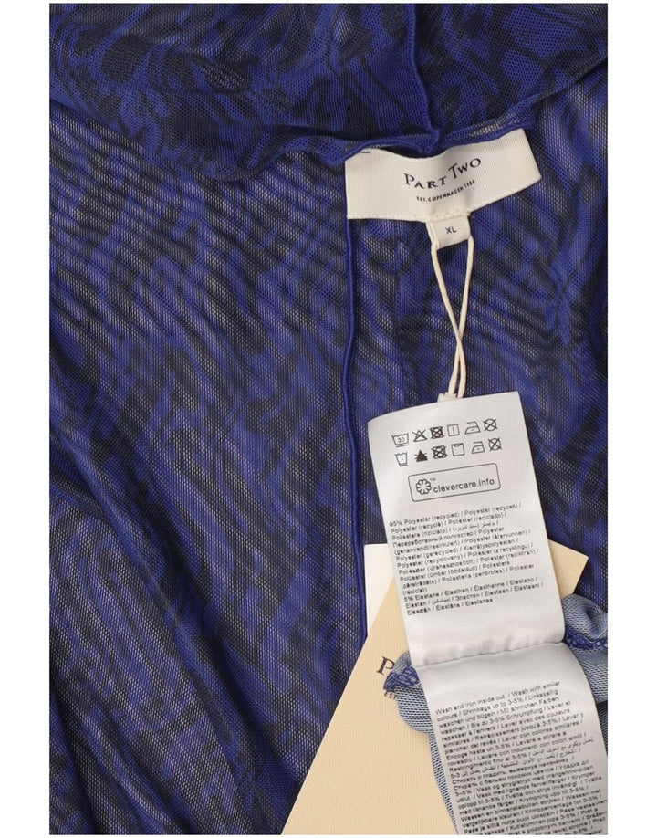 Part Two Dame Langærmet Se Through Top UK 18 XL Blå Chevron Polyester