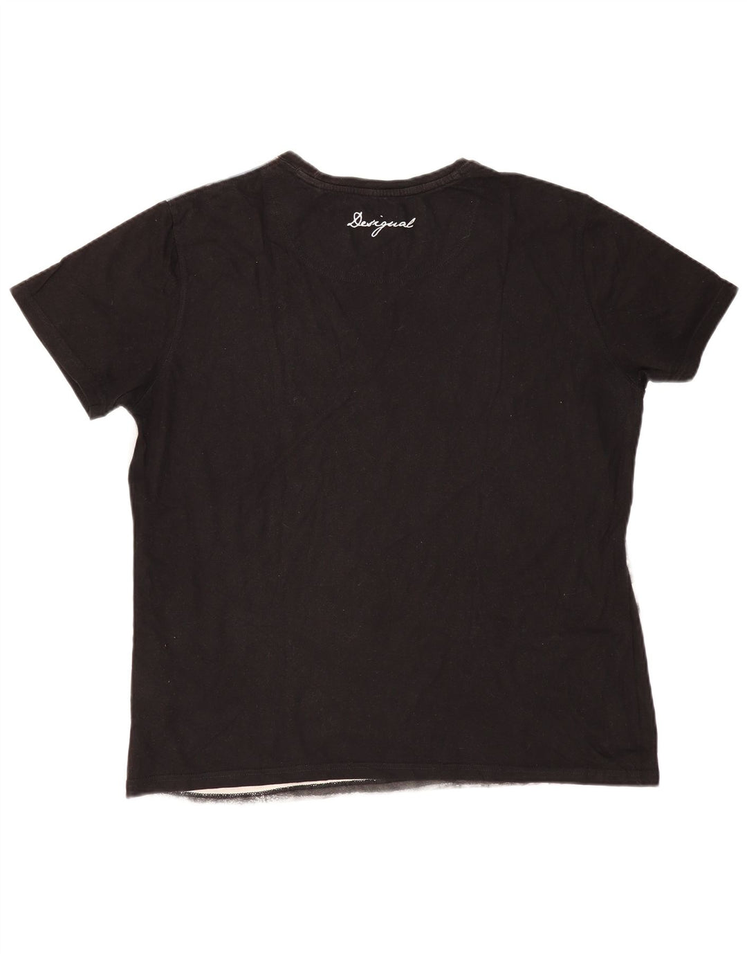 DESIGUAL Herre grafisk T-shirt Top 2XL Grå Colourblock Bomuld