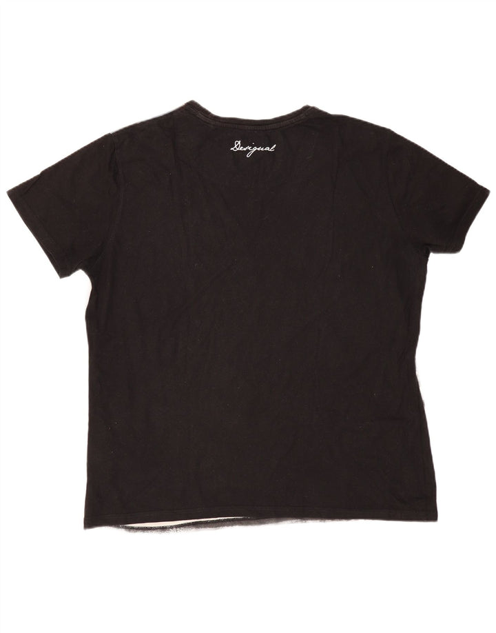 DESIGUAL Herre grafisk T-shirt Top 2XL Grå Colourblock Bomuld