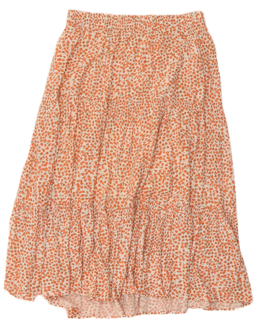 FRANSK FORBINDELSE Dame A-Line nederdel US 8 Medium W30 Orange Floral