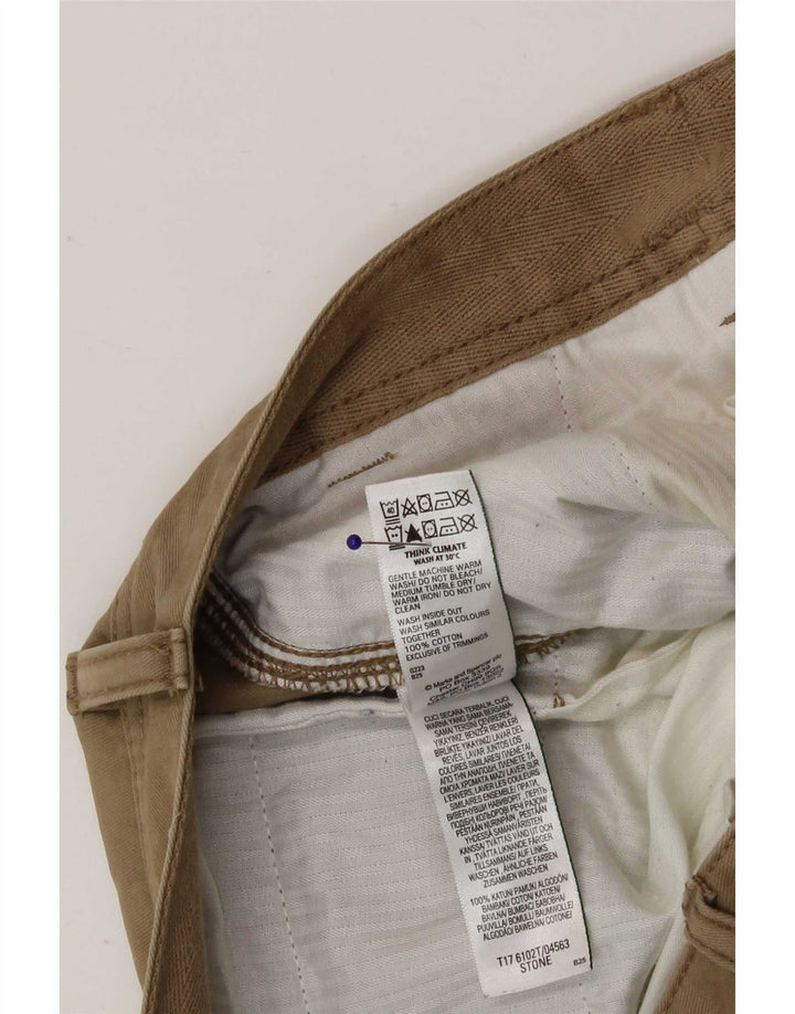 Marks & Spencer Herre Straight Cargo Bukser W32 L29 Beige Bomuld