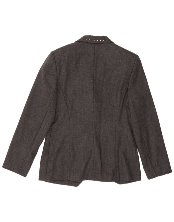 Pancaldi & B Womens Open Blazer Jacket IT 46 Large Grey Virgin Wool