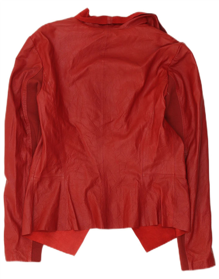 Cigno Nero Dame Læder Blazer Jakke IT 42 Medium Rød