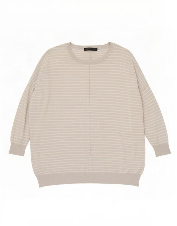 Marks & Spencer Dame Loose Fit Boat Neck Jumper Sweater UK 12 Medium Grey