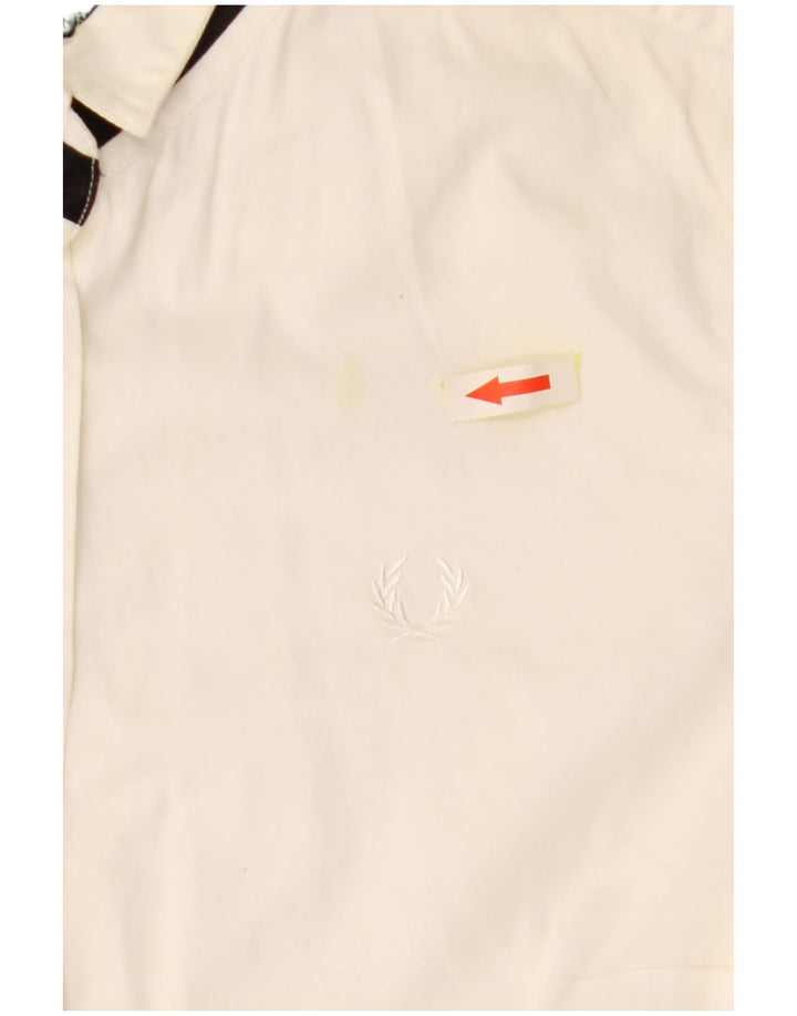 FRED PERRY Dameskjorte UK 12 Medium Off White Bomuld