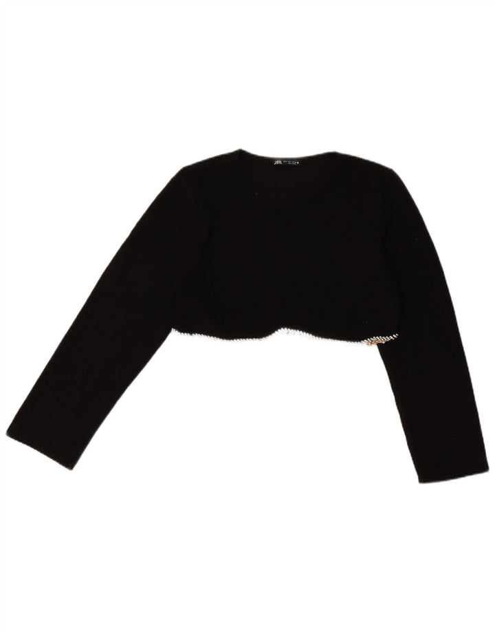 Zara Langærmet Crop Top UK 10 Small Black