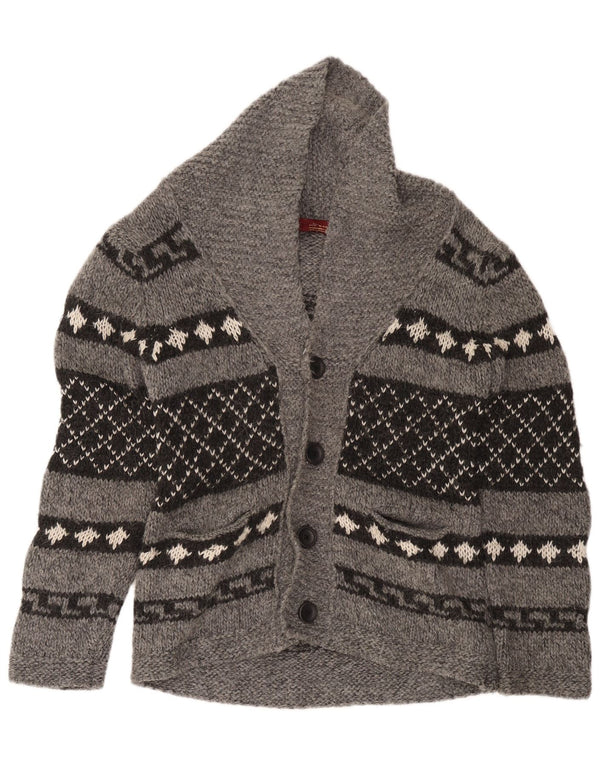 Zara Herre Cardigan Sweater Medium Grå Geometrisk