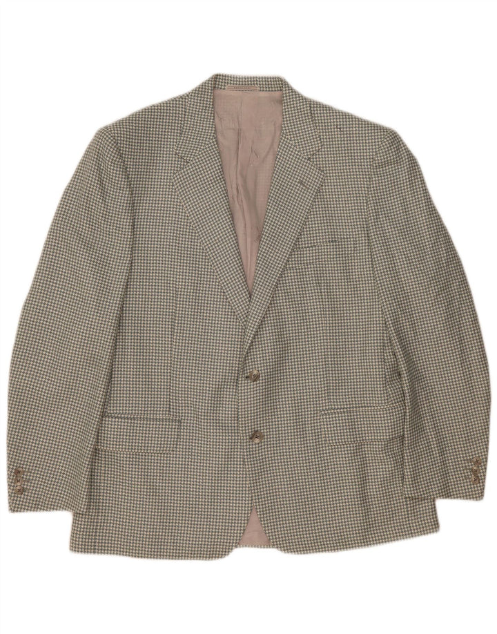 Trussardi Herre 2-knaps blazerjakke UK 40 Large Grey Houndstooth Uld