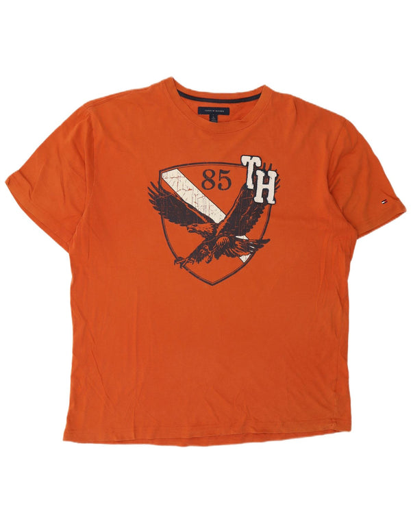Tommy Hilfiger Herre Grafisk T-Shirt Top XL Orange Bomuld