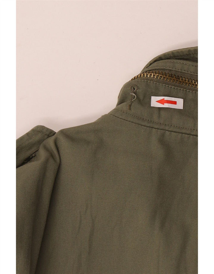 VINTAGE Herre Military Jacket UK 38 Medium Khaki Bomuld