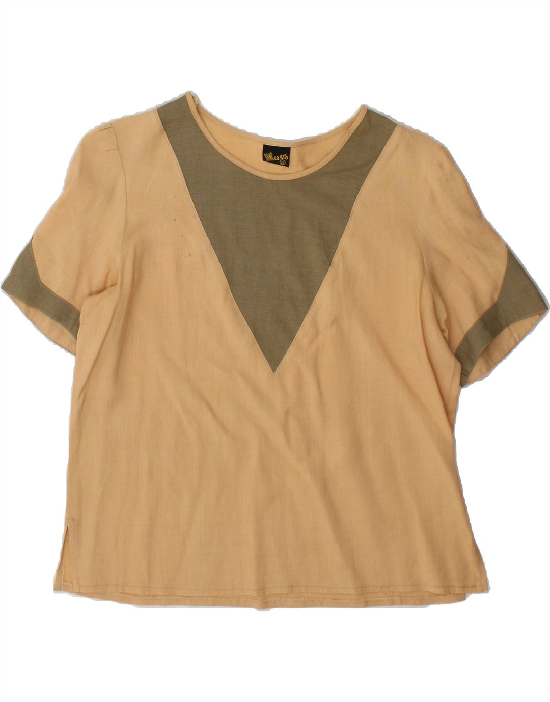 VINTAGE Womens Blouse Top IT 46 Large Beige Colourblock Vintage Vintage and Second-Hand Vintage from Messina Hembry 