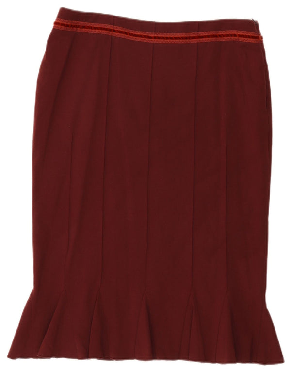 Roberto Cavalli Womens Class Mermaid Skirt IT 44 Medium W30 Burgundy Wool