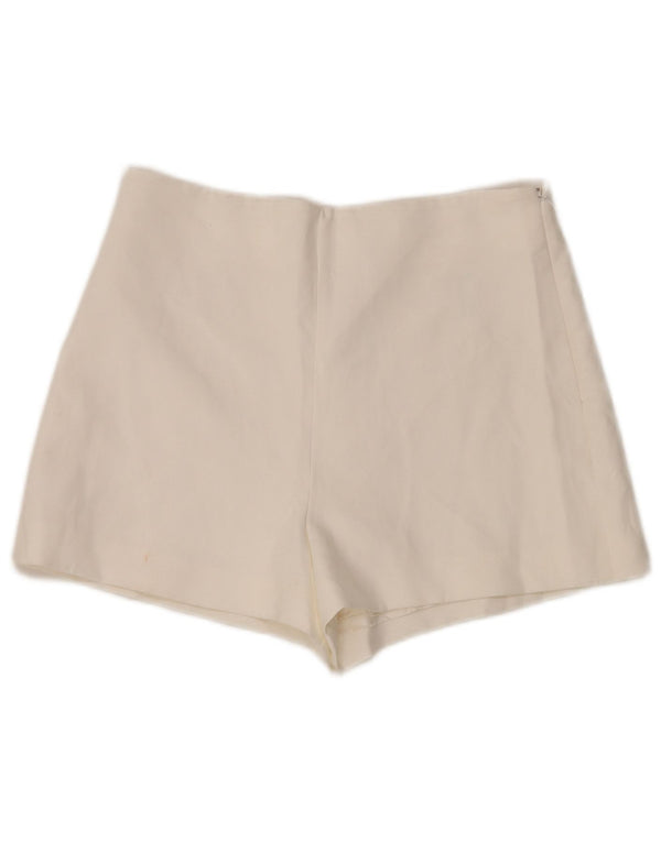 Zara Womens High Waist Casual Shorts Large W30 White Polyester