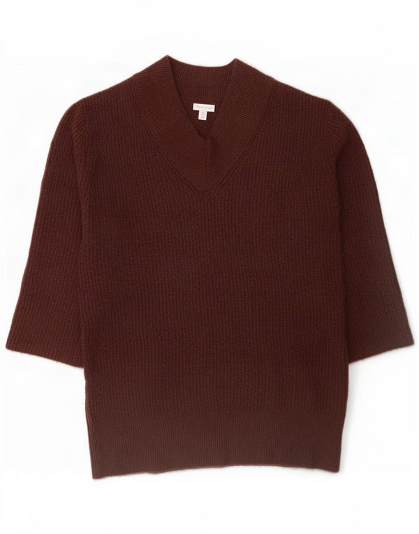 Topshop Dame 3/4 ærmet oversized V-hals sweater UK 16 Stor Brun