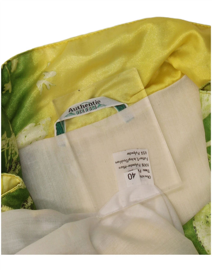 AUTHENTIC Mens Gilet UK 40 Large Yellow Floral Polyester