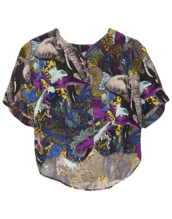 Vintage dameskjorte bluse UK 12 Medium Multicolored Paisley Viscose