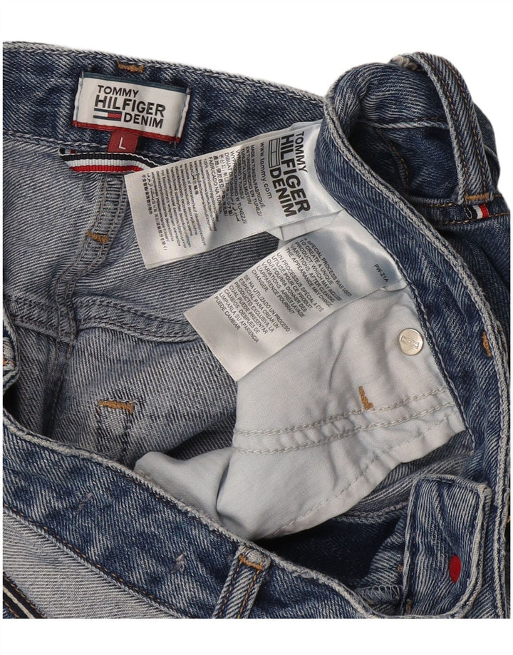 Tommy Hilfiger Dame Mini Denim Nederdel Stor W32 Blå Patchwork Bomuld