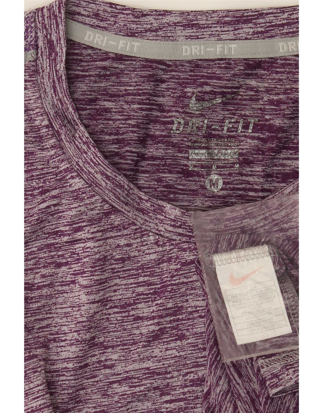 Nike Dame Dri Fit T-Shirt Top UK 12 Medium Lilla Flecked Polyester